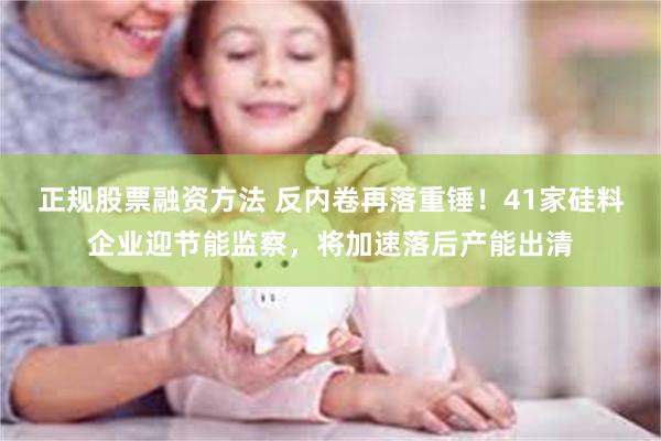 正规股票融资方法 反内卷再落重锤！41家硅料企业迎节能监察，将加速落后产能出清