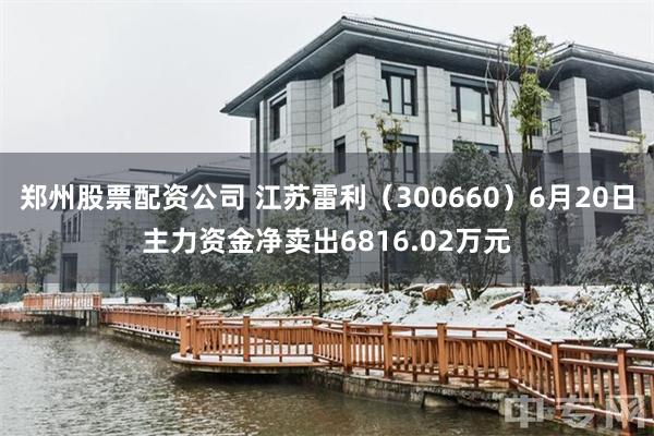 郑州股票配资公司 江苏雷利(300660)6月20日主力资金净卖出6816.02万元