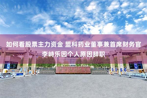 如何看股票主力资金 盟科药业董事兼首席财务官李峙乐因个人原因辞职