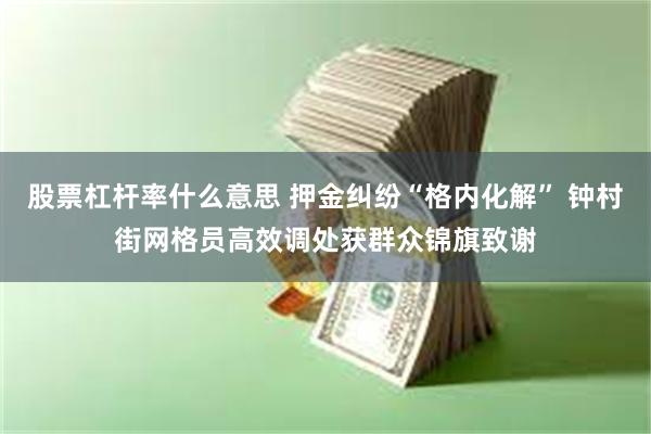 股票杠杆率什么意思 押金纠纷“格内化解” 钟村街网格员高效调处获群众锦旗致谢