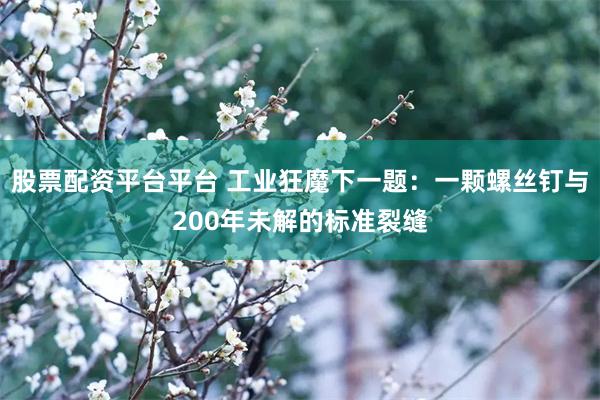 股票配资平台平台 工业狂魔下一题：一颗螺丝钉与200年未解的标准裂缝