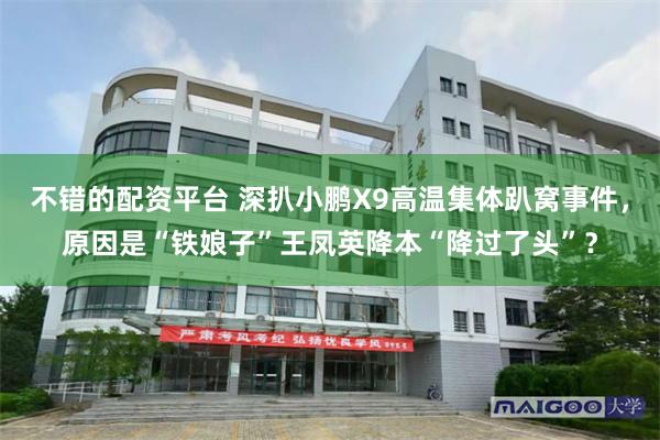 不错的配资平台 深扒小鹏X9高温集体趴窝事件，原因是“铁娘子”王凤英降本“降过了头”？