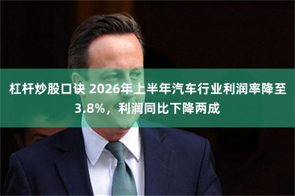 杠杆炒股口诀 2026年上半年汽车行业利润率降至3.8%，利润同比下降两成