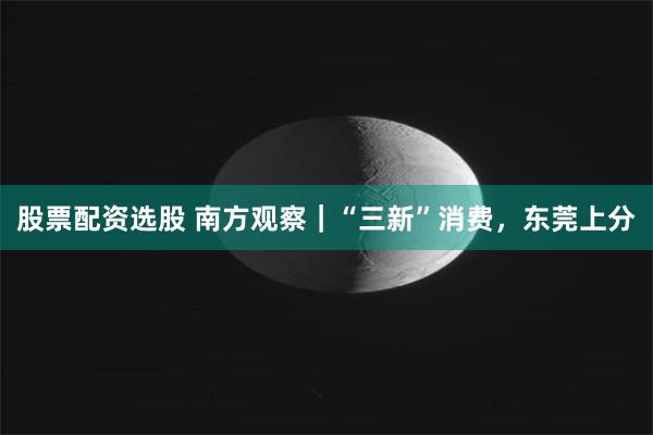 股票配资选股 南方观察｜“三新”消费，东莞上分