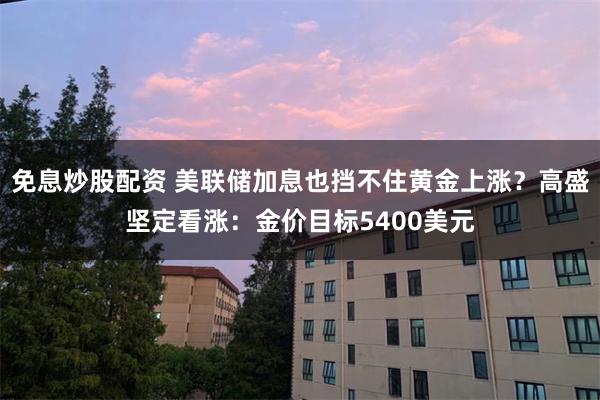 免息炒股配资 美联储加息也挡不住黄金上涨？高盛坚定看涨：金价目标5400美元